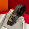 Constance Belt Buckle & Reversible Leather Strap 38 mm Box 135 and Togo Calfskin Permabrass Buckle Yellow Gold Noir Ebène