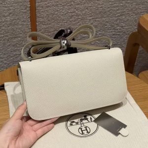 Hermes Constance Elan 24 Bag Handmade In Epsom Calfskin Leather Silver Hardware 10 Craie - Image 2