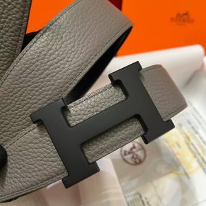 Constance Belt Buckle & Reversible Leather Strap 38 mm Box 135 and Togo Calfskin So Black Metal Finish Buckle Noir Étoupe
