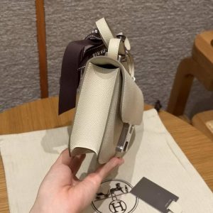 Hermes Constance Elan 24 Bag Handmade In Epsom Calfskin Leather Silver Hardware 10 Craie - Image 14