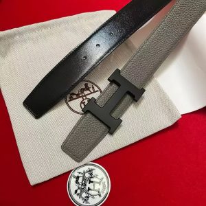 Constance Belt Buckle & Reversible Leather Strap 38 mm Box 135 and Togo Calfskin So Black Metal Finish Buckle Noir Étoupe - Image 8