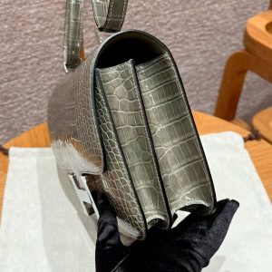 Hermes Constance 24 CM Bag Handmade In Bright Faced American Alligator Leather Silver Hardware 81 Girs Tourerlle - Image 19
