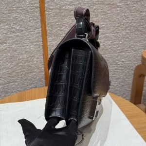 Hermes Constance 24 CM Bag Handmade In Matte Alligator Leather from Mississippi Black Enamel Fittings Hardware 89 Noir - Image 14