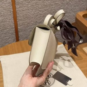 Hermes Constance Elan 24 Bag Handmade In Epsom Calfskin Leather Silver Hardware 10 Craie - Image 13