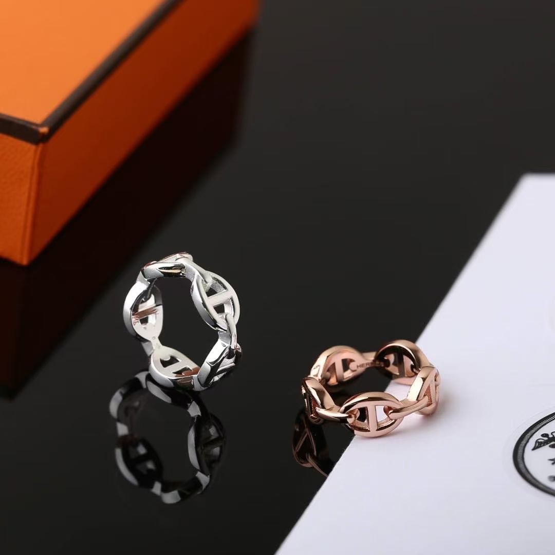 Hermes Chaine d'ancre Enchainee Ring Rose Gold H110025B 00046 - Image 7