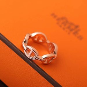 Hermes Chaine d'ancre Enchainee Ring Rose Gold H110025B 00046 - Image 4