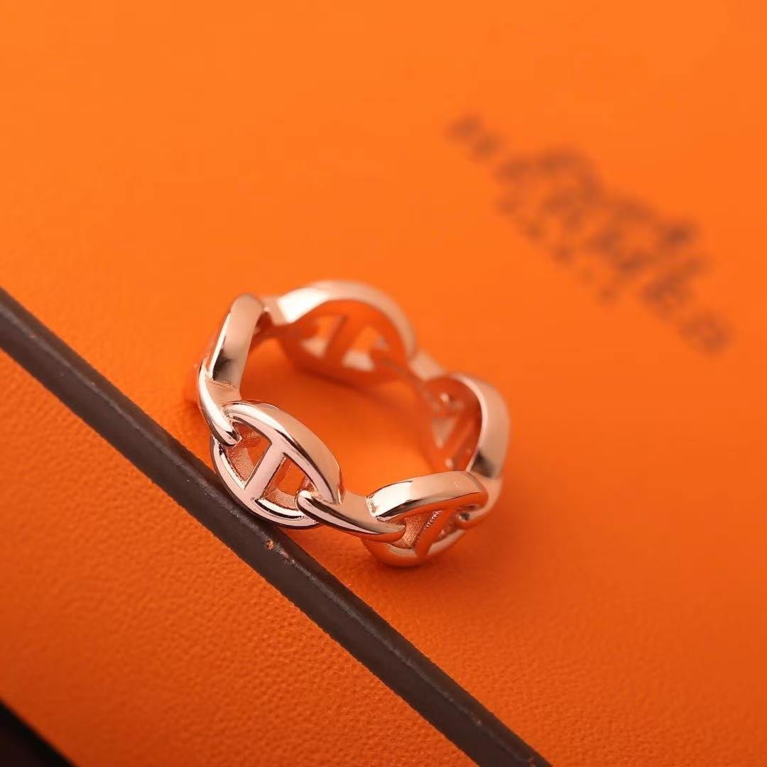 Hermes Chaine d'ancre Enchainee Ring Rose Gold H110025B 00046 - Image 4