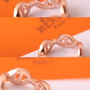 Hermes Chaine d'ancre Enchainee Ring Rose Gold H110025B 00046 - Image 3