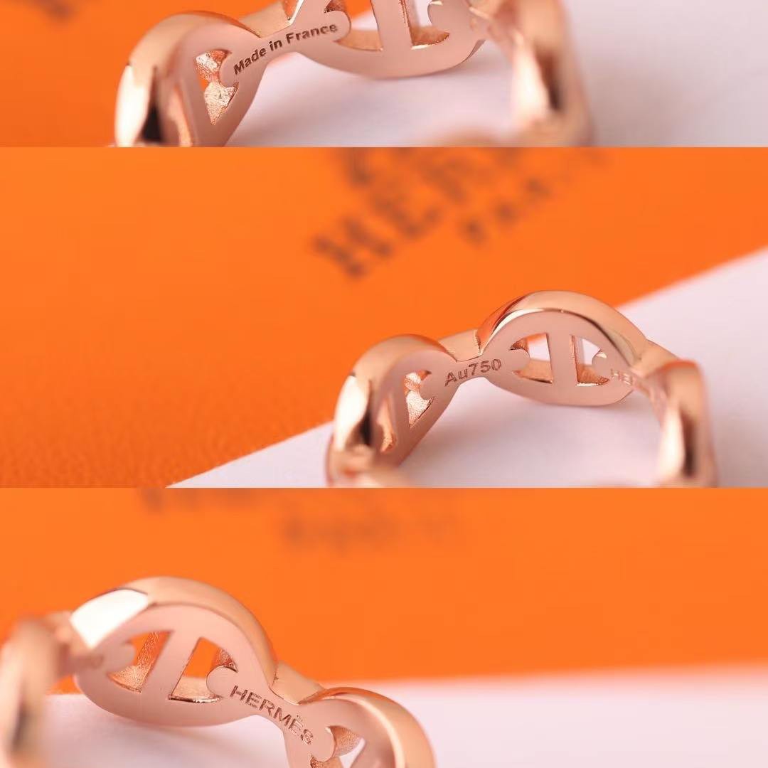 Hermes Chaine d'ancre Enchainee Ring Rose Gold H110025B 00046 - Image 3
