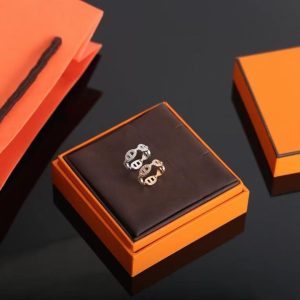 Alternative view of Hermes Chaine d'ancre Enchainee Ring Rose Gold H120646B 00047