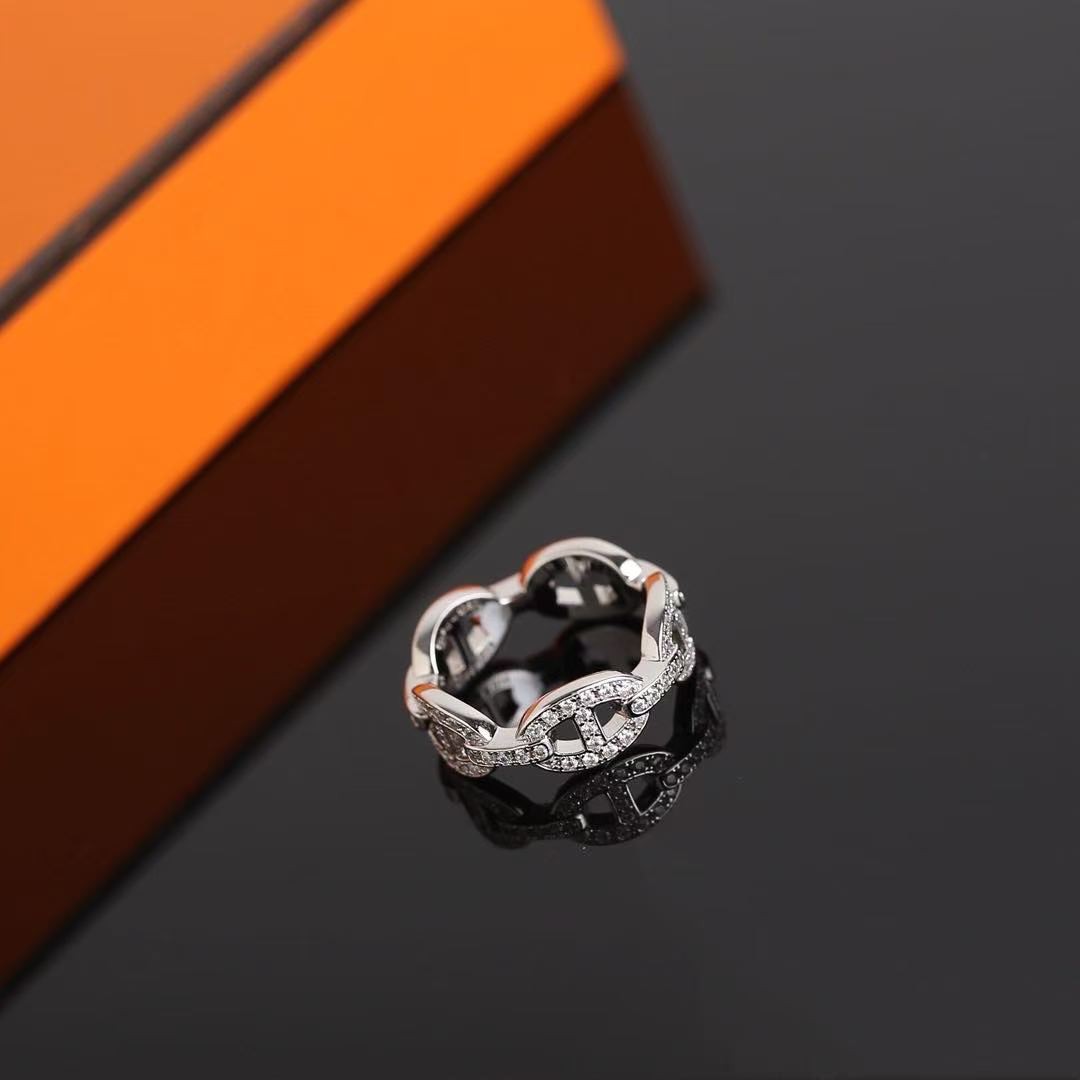 Hermes Chaine d'ancre Enchainee Ring Rose Gold H120646B 00047 - Image 6