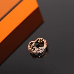 Hermes Chaine d'ancre Enchainee Ring Rose Gold H120646B 00047 - Image 5