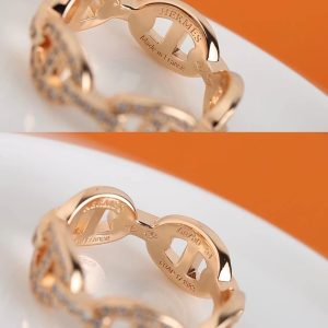 Hermes Chaine d'ancre Enchainee Ring Rose Gold H120646B 00047 - Image 3