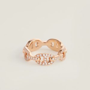Hermes Chaine d'ancre Enchainee Ring Rose Gold H120646B 00047