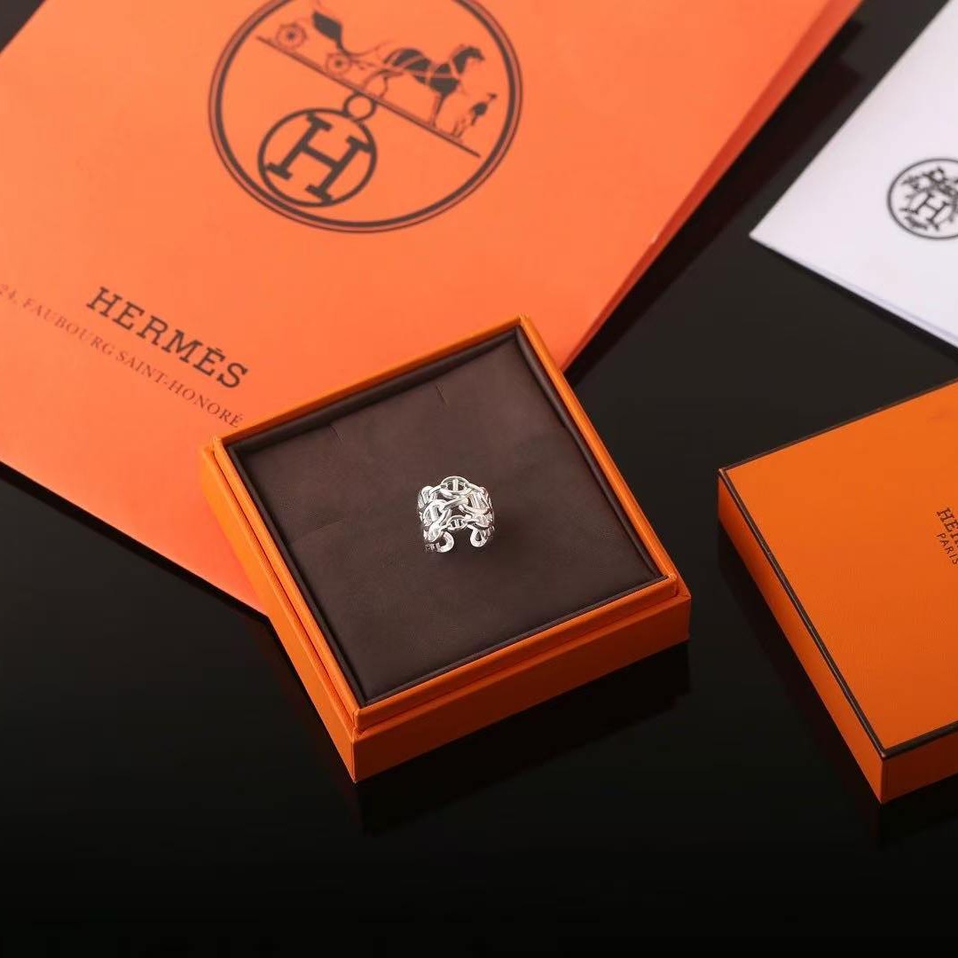 Hermes Chaine d'ancre Enchainee Ring Sterling Silver H109506B 00047 - Image 7
