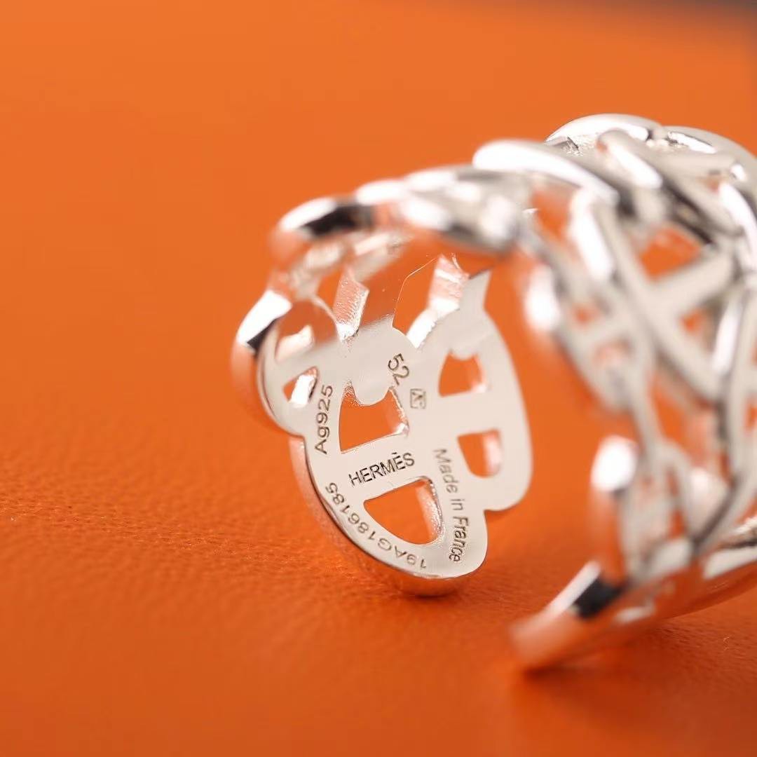 Hermes Chaine d'ancre Enchainee Ring Sterling Silver H109506B 00047 - Image 6