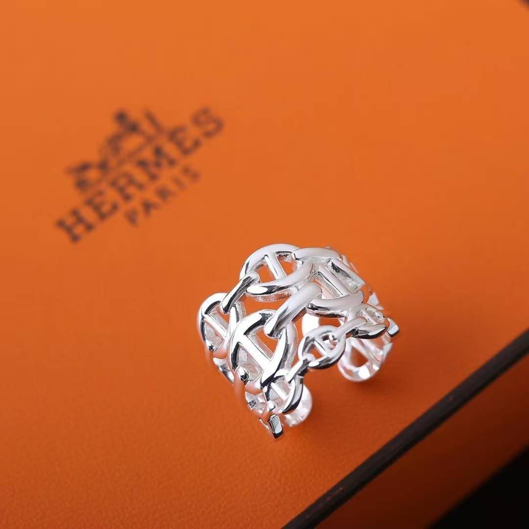 Hermes Chaine d'ancre Enchainee Ring Sterling Silver H109506B 00047 - Image 5