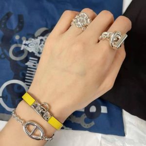 Alternative view of Hermes Chaine d'ancre Enchainee Ring Sterling Silver H109506B 00047