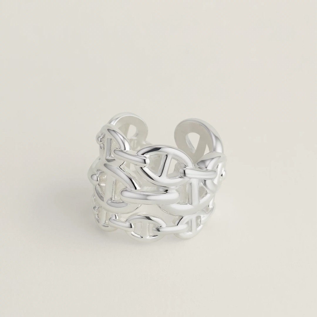 Hermes Chaine d'ancre Enchainee Ring Sterling Silver H109506B 00047