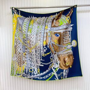 Hermes Cheval Heavy Metal Scarf 100 Cashmere and Silk H104295T 05 - Image 5