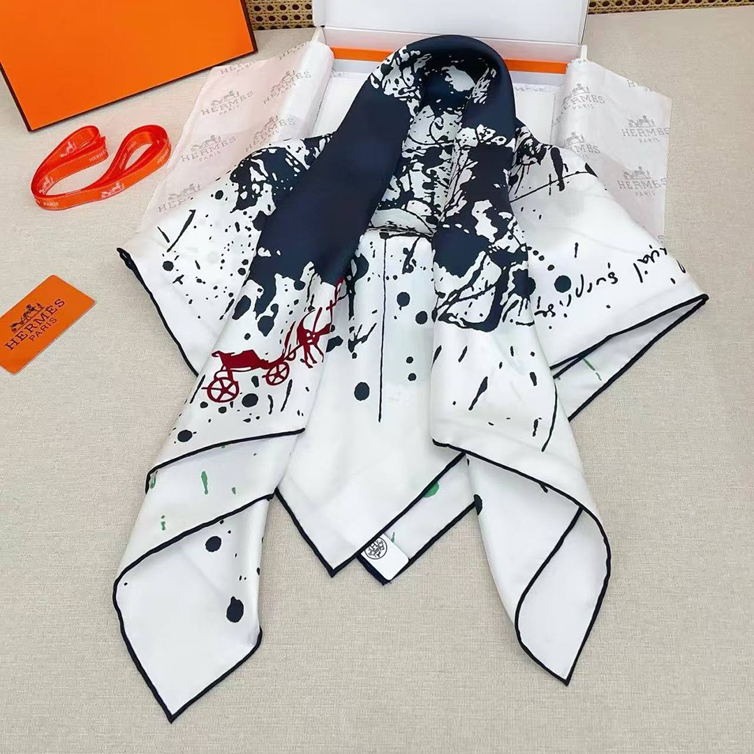 Hermes Cheval Surprise Double Face Scarf 90 100% Silk H904353S 03 - Image 5