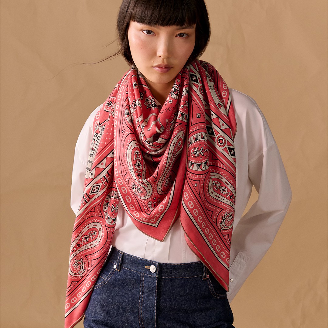 Hermes Cheval de Coeur Bandana Shawl 140 70% Cashmere 30% Silk H244259S 05 - Image 12