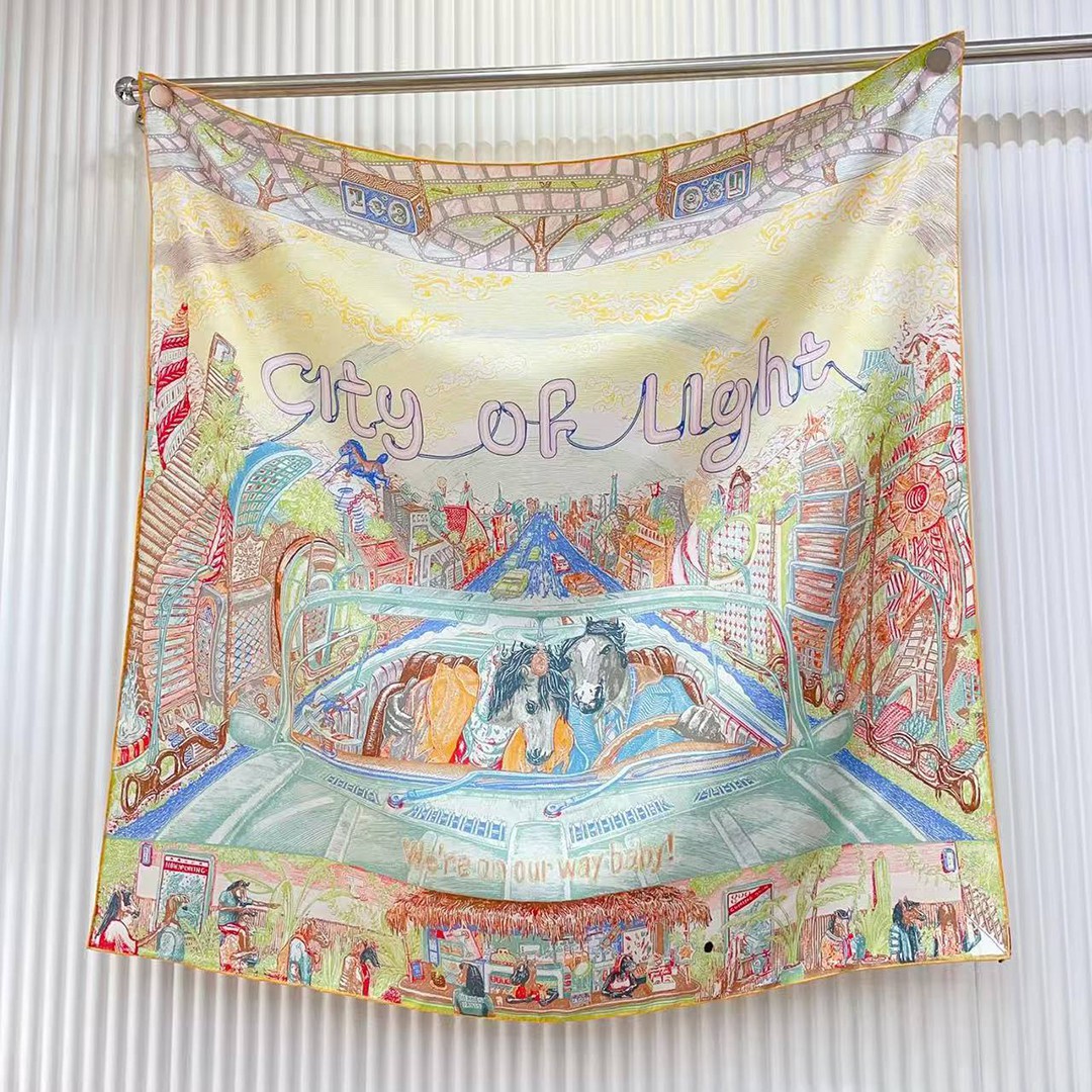 Hermes City of Light Scarf 90 100% H004103S 08 - Image 14