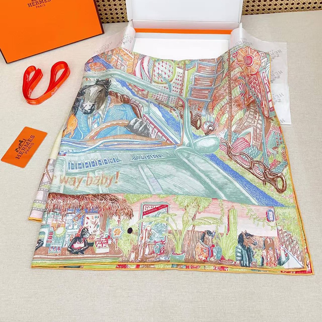 Hermes City of Light Scarf 90 100% H004103S 08 - Image 13