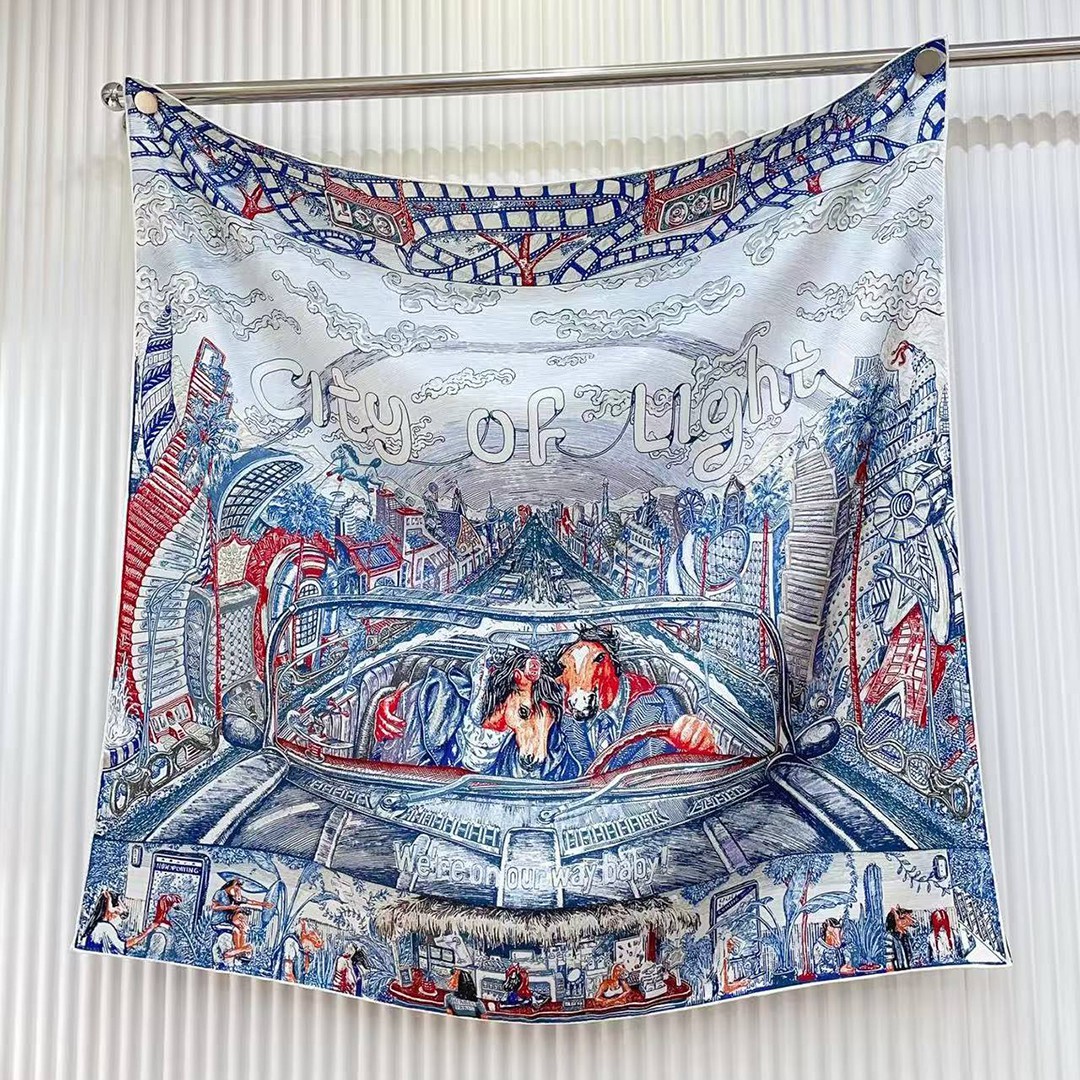 Hermes City of Light Scarf 90 100% H004103S 08 - Image 11