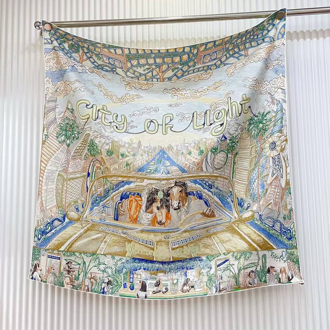 Hermes City of Light Scarf 90 100% H004103S 08 - Image 10