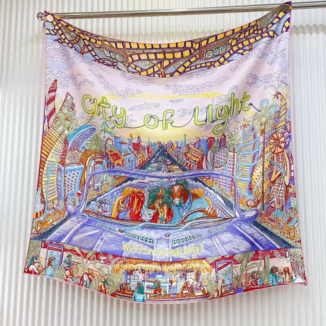 Hermes City of Light Scarf 90 100% H004103S 08 - Image 8