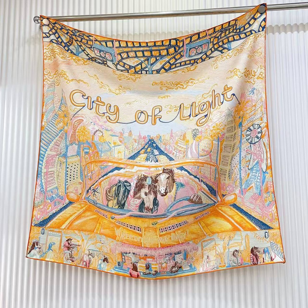 Hermes City of Light Scarf 90 100% H004103S 08 - Image 6