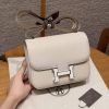 Hermes Constance 18 CM Bag Handmade In Epsom Calfskin Leather Enamel Fittings Hardware 10 Craie