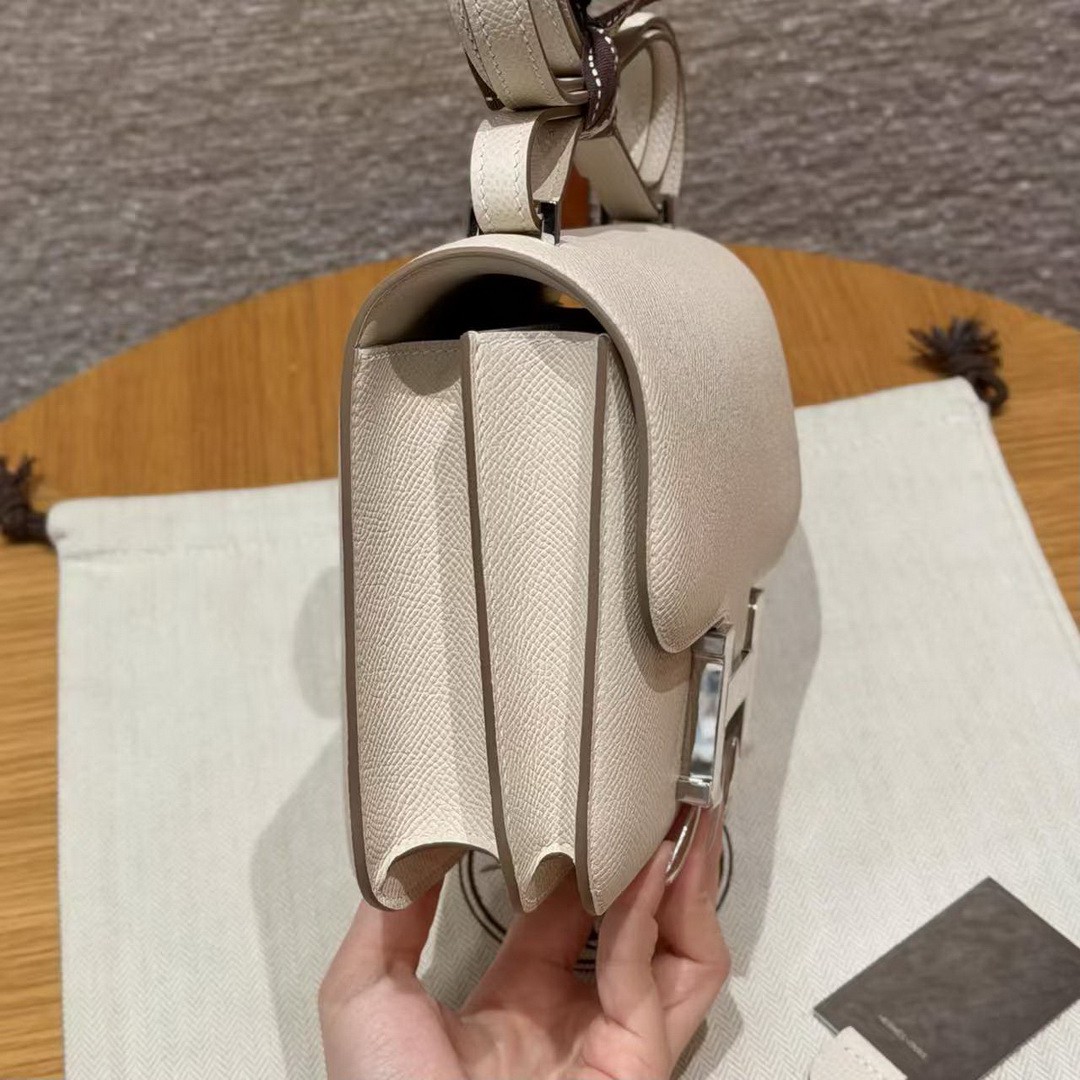 Hermes Constance 18 CM Bag Handmade In Epsom Calfskin Leather Enamel Fittings Hardware 10 Craie - Image 18