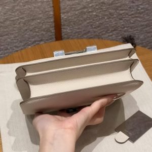 Hermes Constance 18 CM Bag Handmade In Epsom Calfskin Leather Enamel Fittings Hardware 10 Craie - Image 16
