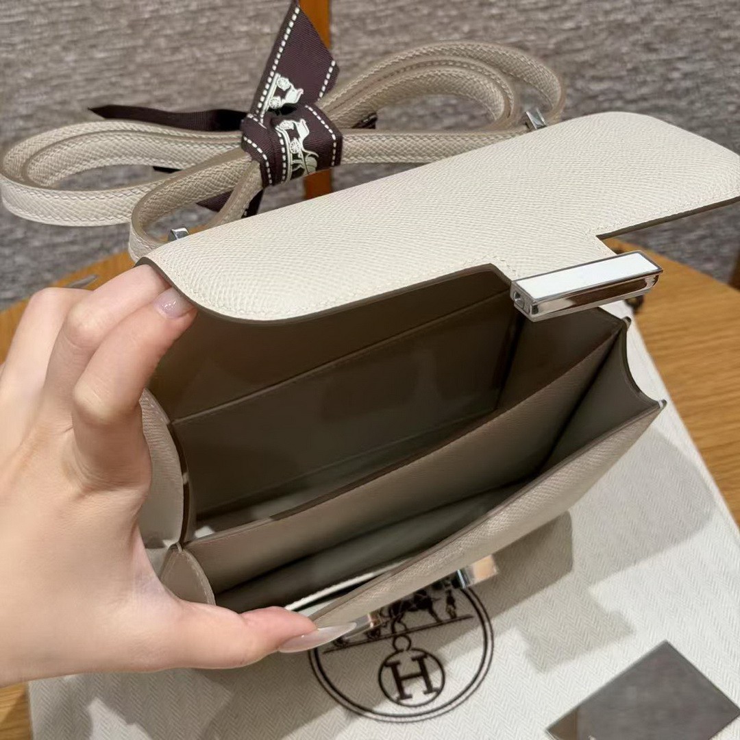 Hermes Constance 18 CM Bag Handmade In Epsom Calfskin Leather Enamel Fittings Hardware 10 Craie - Image 15