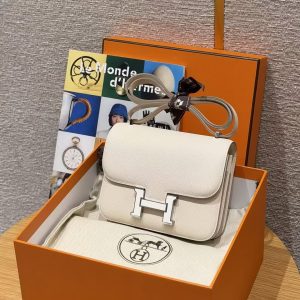 Hermes Constance 18 CM Bag Handmade In Epsom Calfskin Leather Enamel Fittings Hardware 10 Craie - Image 11