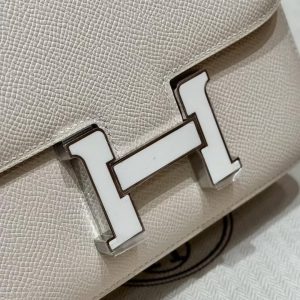Hermes Constance 18 CM Bag Handmade In Epsom Calfskin Leather Enamel Fittings Hardware 10 Craie - Image 10