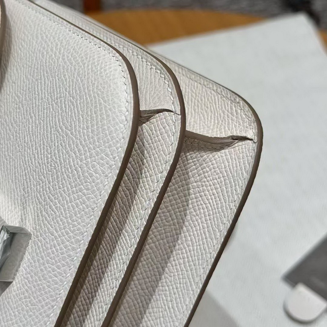 Hermes Constance 18 CM Bag Handmade In Epsom Calfskin Leather Enamel Fittings Hardware 10 Craie - Image 9