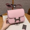 Hermes Constance 18 CM Bag Handmade In Epsom Calfskin Leather Silver Hardware 3Q Rose Sakura