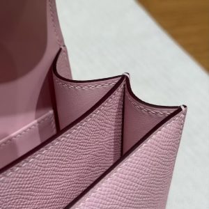 Hermes Constance 18 CM Bag Handmade In Epsom Calfskin Leather Silver Hardware 3Q Rose Sakura - Image 7