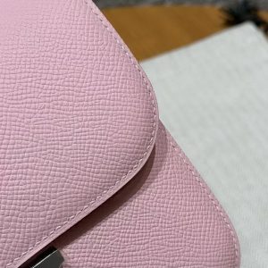 Hermes Constance 18 CM Bag Handmade In Epsom Calfskin Leather Silver Hardware 3Q Rose Sakura - Image 5