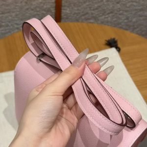 Hermes Constance 18 CM Bag Handmade In Epsom Calfskin Leather Silver Hardware 3Q Rose Sakura - Image 4