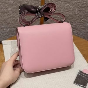 Hermes Constance 18 CM Bag Handmade In Swift Calfskin Leather Silver Hardware 3Q Rose Sakura - Image 2