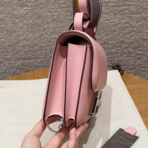Hermes Constance 18 CM Bag Handmade In Swift Calfskin Leather Silver Hardware 3Q Rose Sakura - Image 19