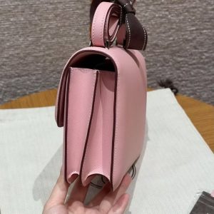 Hermes Constance 18 CM Bag Handmade In Swift Calfskin Leather Silver Hardware 3Q Rose Sakura - Image 18