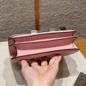 Hermes Constance 18 CM Bag Handmade In Swift Calfskin Leather Silver Hardware 3Q Rose Sakura - Image 17