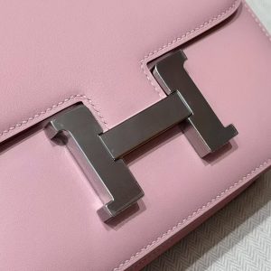 Hermes Constance 18 CM Bag Handmade In Swift Calfskin Leather Silver Hardware 3Q Rose Sakura - Image 11