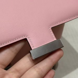 Hermes Constance 18 CM Bag Handmade In Swift Calfskin Leather Silver Hardware 3Q Rose Sakura - Image 9