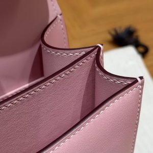 Hermes Constance 18 CM Bag Handmade In Swift Calfskin Leather Silver Hardware 3Q Rose Sakura - Image 7